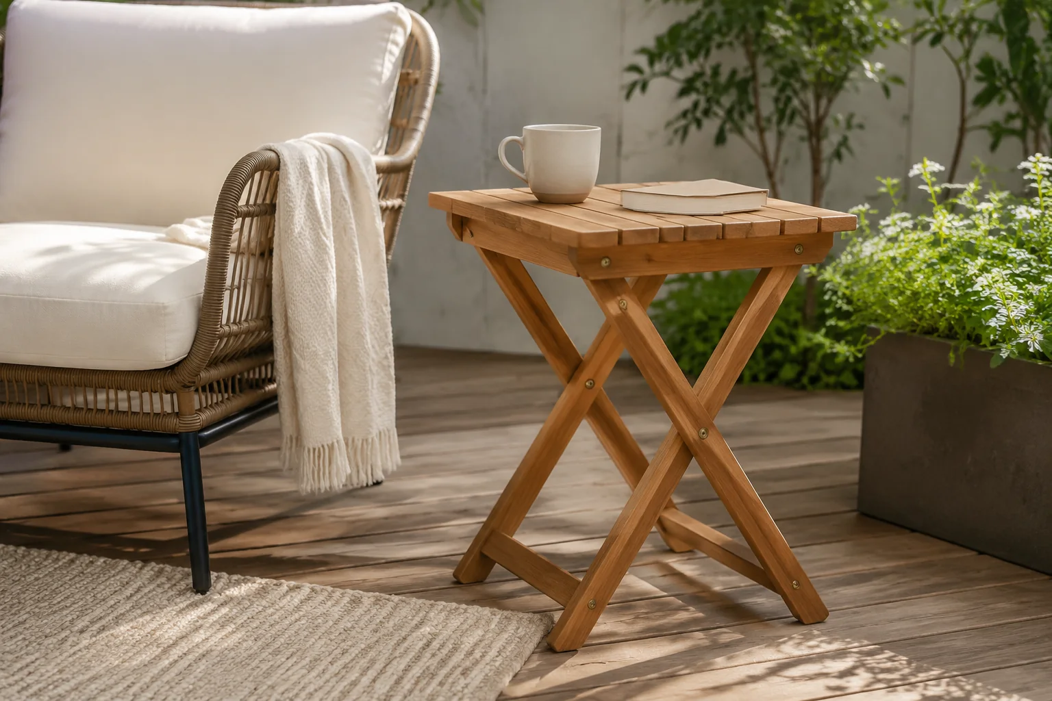 Noluxia Acacia Folding Side Table - Image 3
