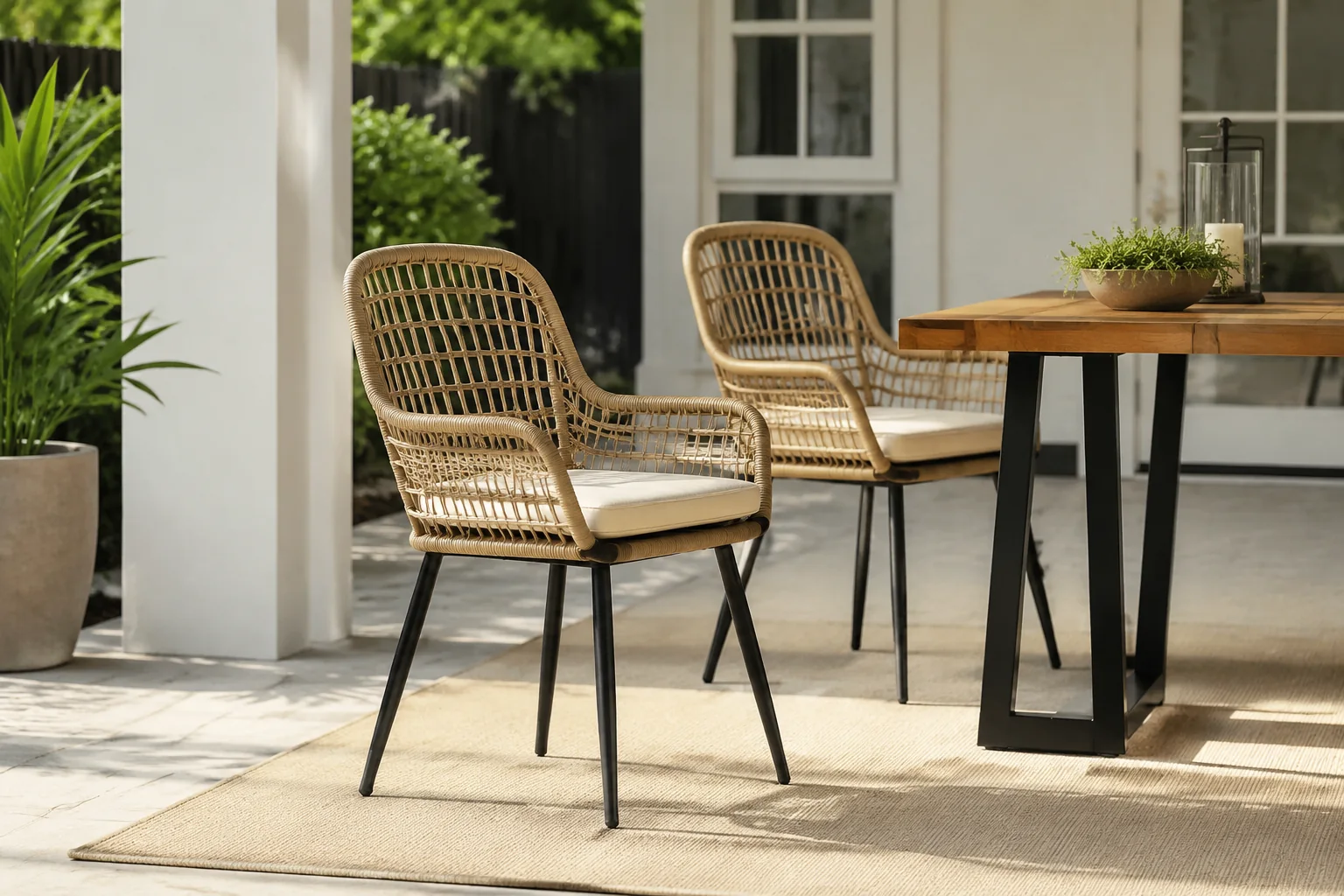 Noluxia Stackable Patio Dining Chair Pair - Image 3