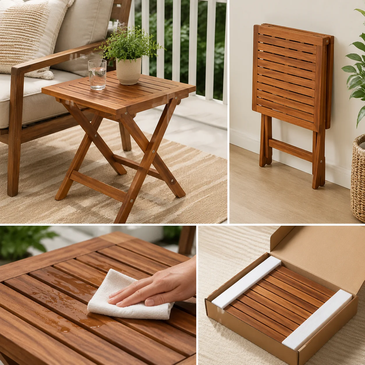 Noluxia Acacia Folding Side Table - Image 4